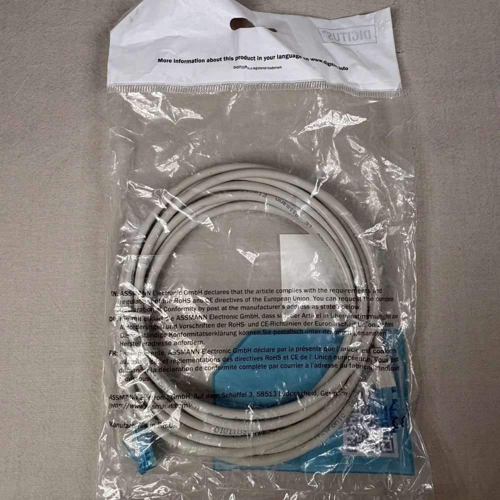 Digitus Cat 5e U-UTP PVC‎ Patch Cable 3m Grey Ethernet Network DK-1512-030